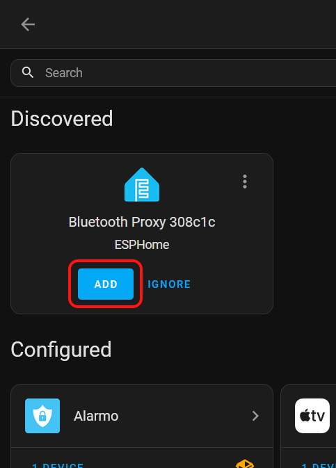 ESPhome Bluetooth proxy detected in Home Assistant