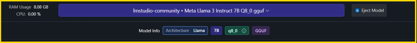 Install llama3 model in LM Studio: Loading the model